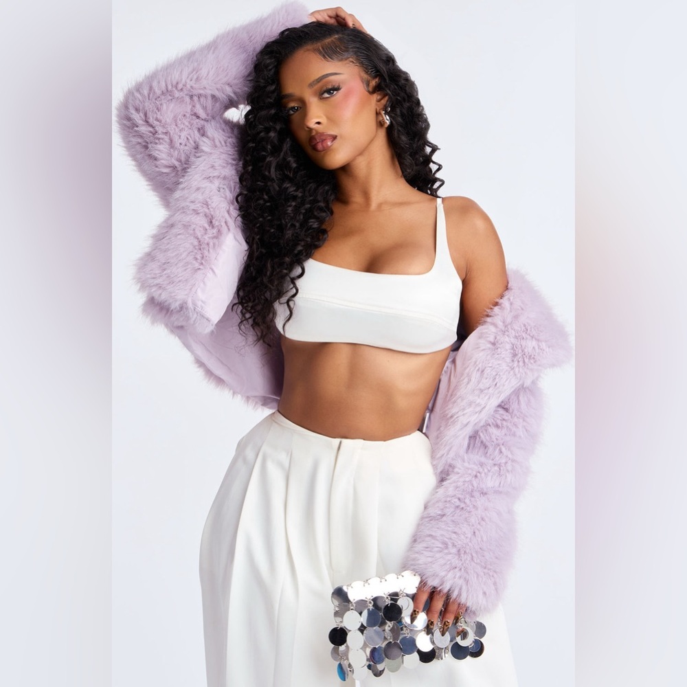 NWT Plush Faux Fur Jacket in Lavender - Women's Cozy Coat 2X - Picture 5 of 9